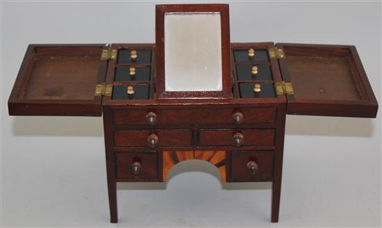 A Fergus Lane miniature Georgian style roll top desk, bureau 9.5in.